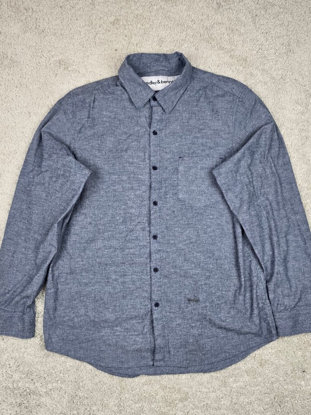 Hedley & Bennett Men’s Chambray Work L/S Long Sleeve Shirt  Size XL blue STAIN